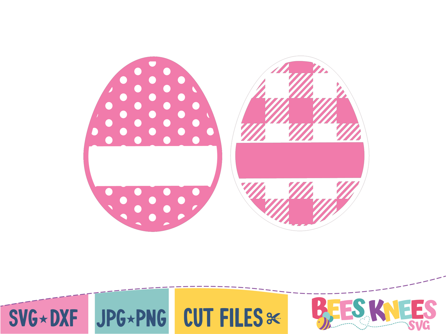 Personalized polka dot and plaid Easter egg SVG Cut File