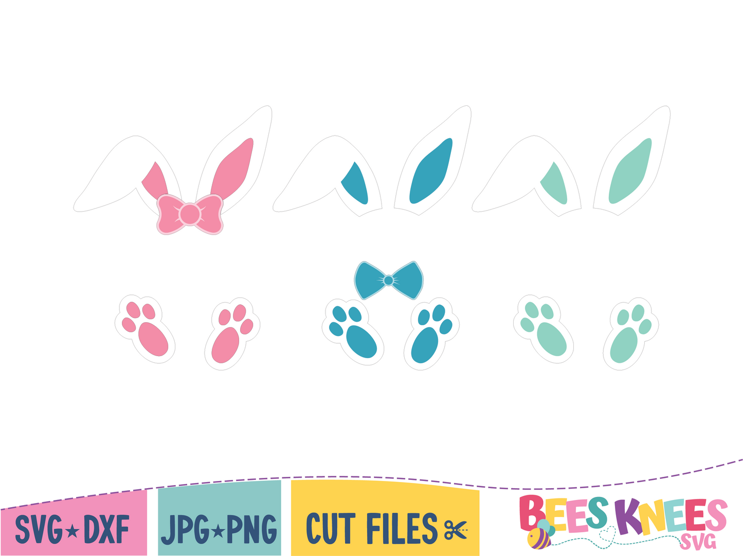 Personalized Bunny Ears and Feet SVG Cut File