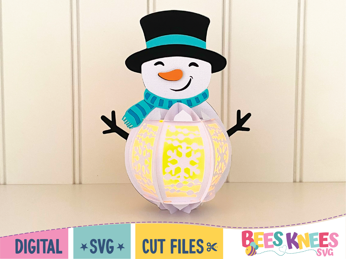 Snowman Christmas Belly Lantern SVG Digital File