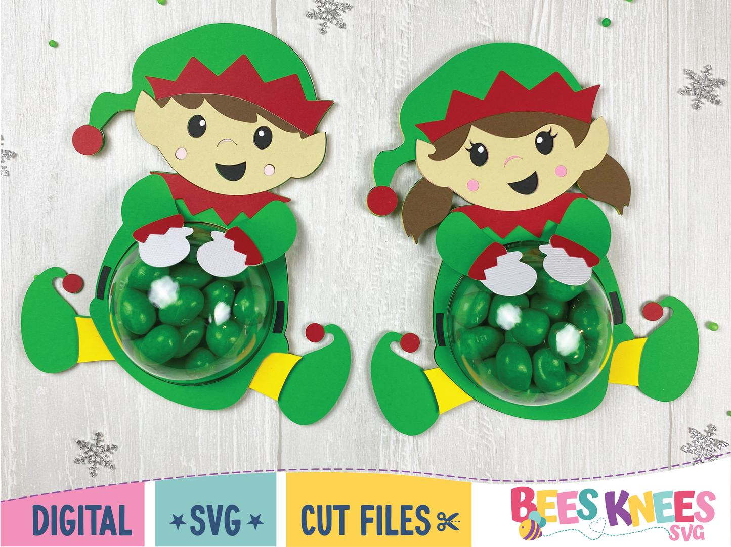 Elf Boy and Girl Candy Holder SVG File