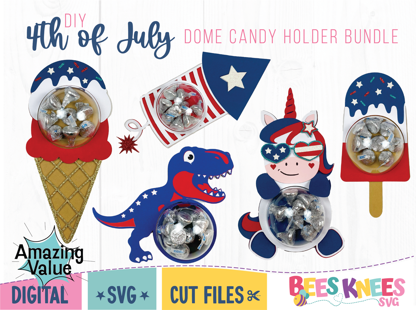 4th of July Dome Candy Holder SVG Bundle