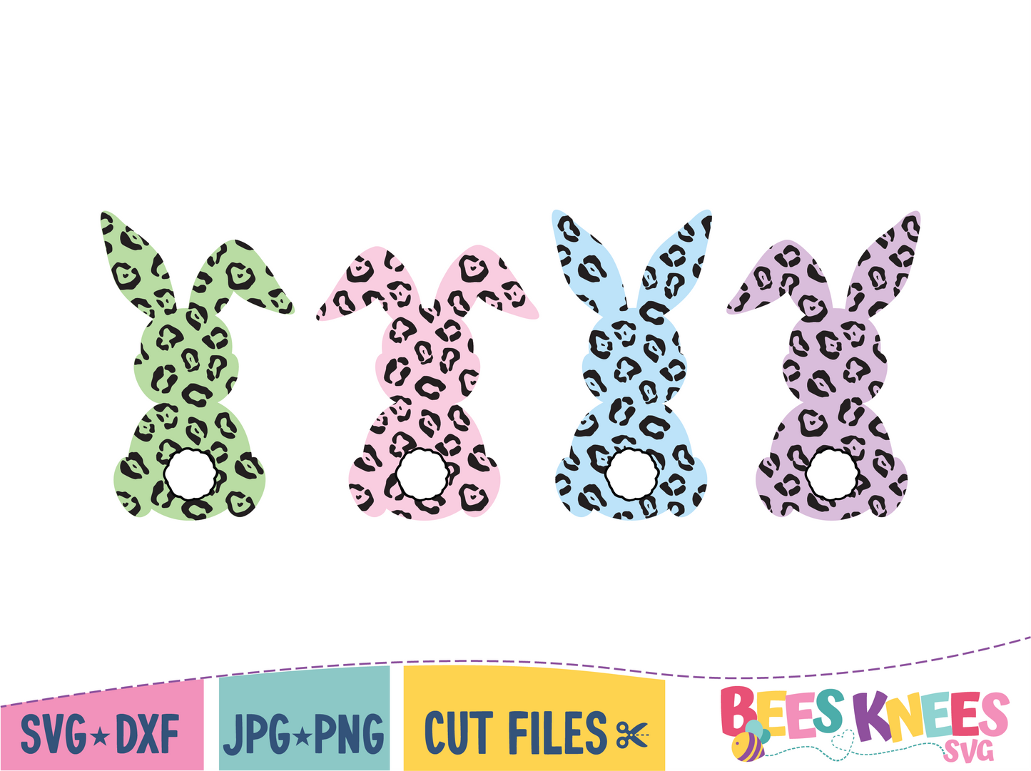 Easter Cheetah Leopard Print Bunny Behinds SVG Cut File