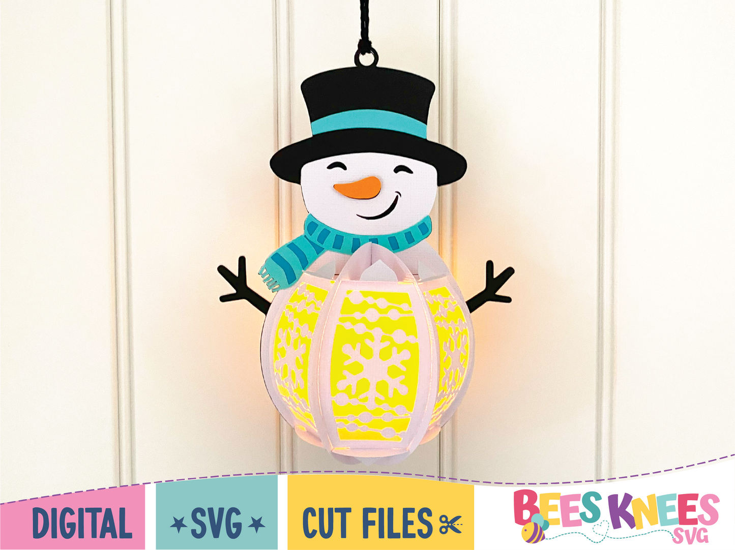 Snowman Christmas Belly Lantern SVG Digital File