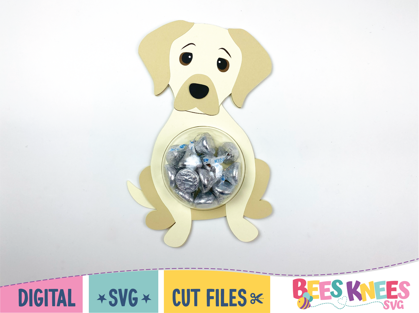 Cute Labrador puppy dog candy holder. SVG digital download cut file for Cricut or Silhouette.