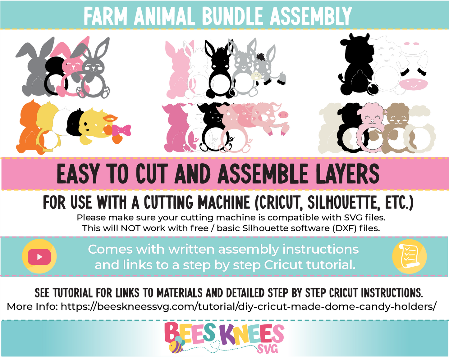 Farm Animal Dome Candy Holder SVG Bundle