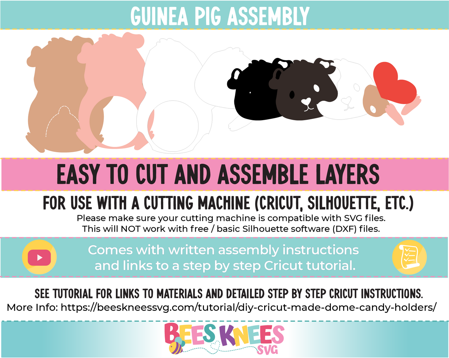 Guinea Pig Heart Dome Candy Holder SVG File