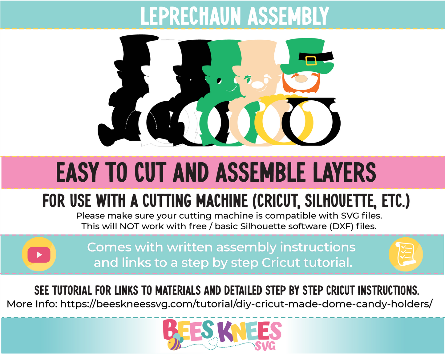Leprechaun St. Patrick's Day Dome Candy Holder SVG File