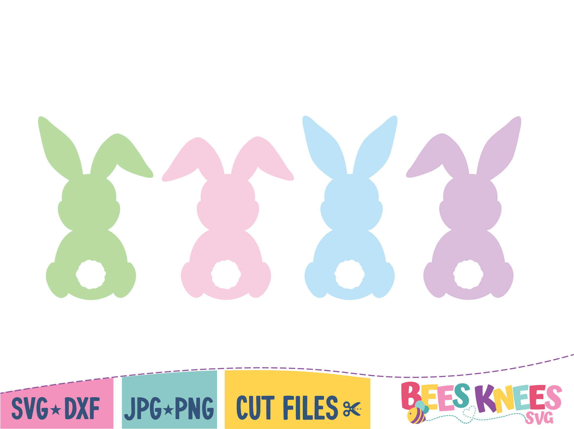 Cute Bunny Silhouette Tail Behinds SVG Cut File Digital Download