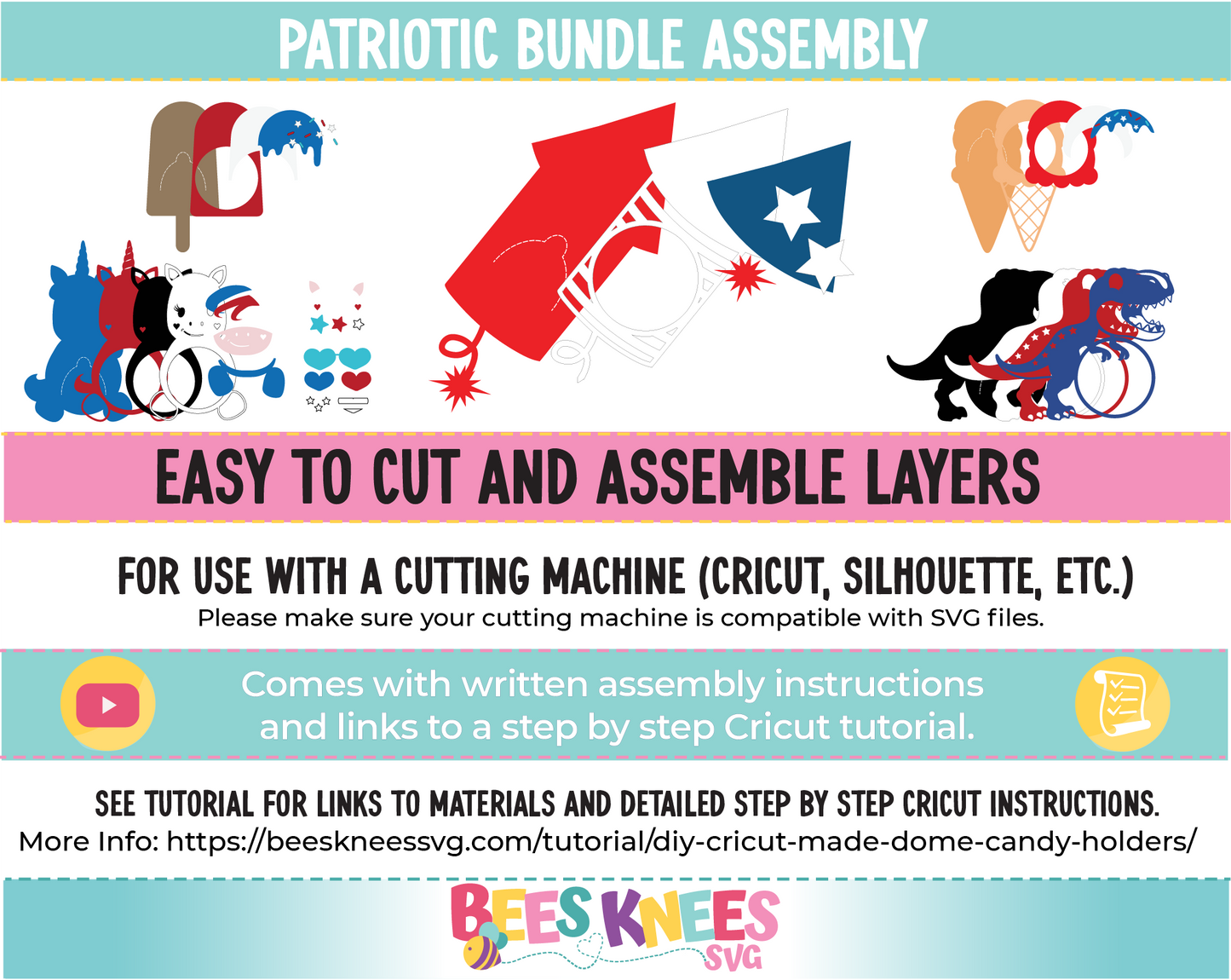 4th of July Dome Candy Holder SVG Bundle