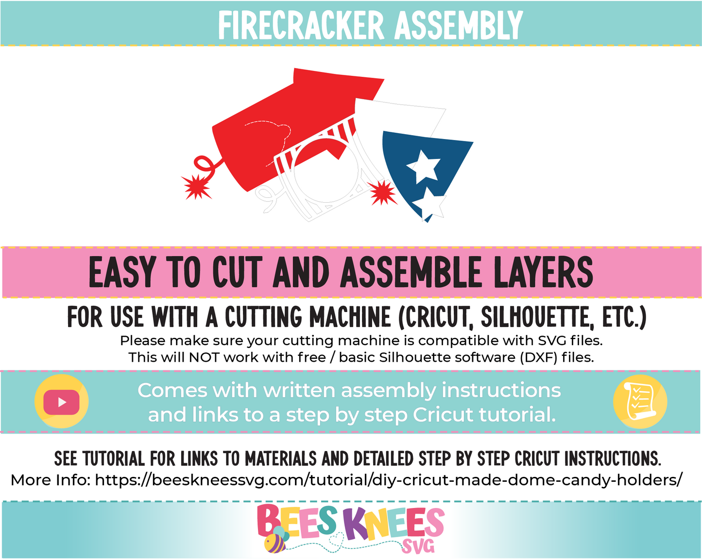 Patriotic Firecracker Candy Holder SVG File