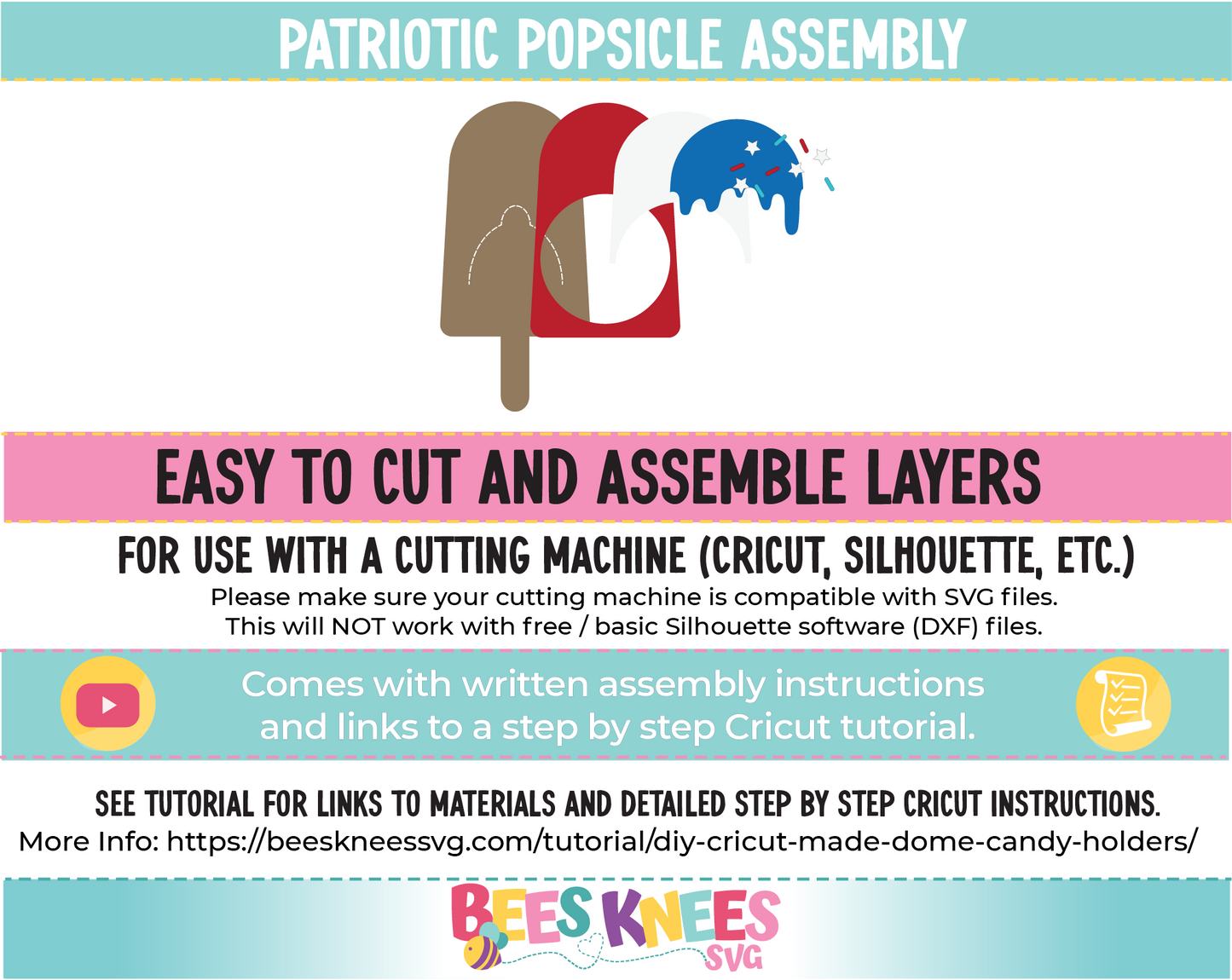 Patriotic Popsicle Candy Holder SVG File