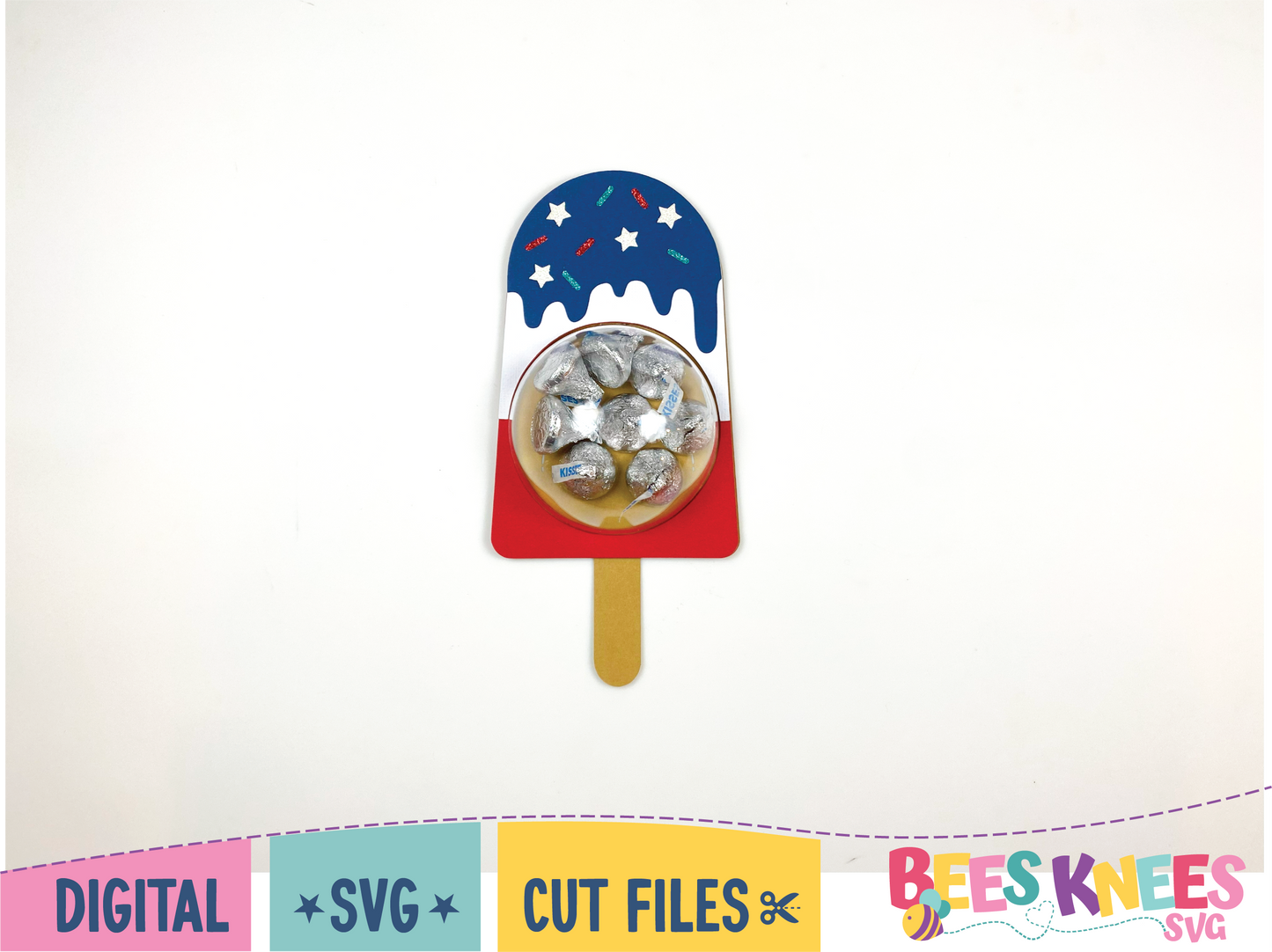 Patriotic Red White and Blue Popsicle Candy Holder. Digital Download SVG Cute file for Cricut or Silhouette.