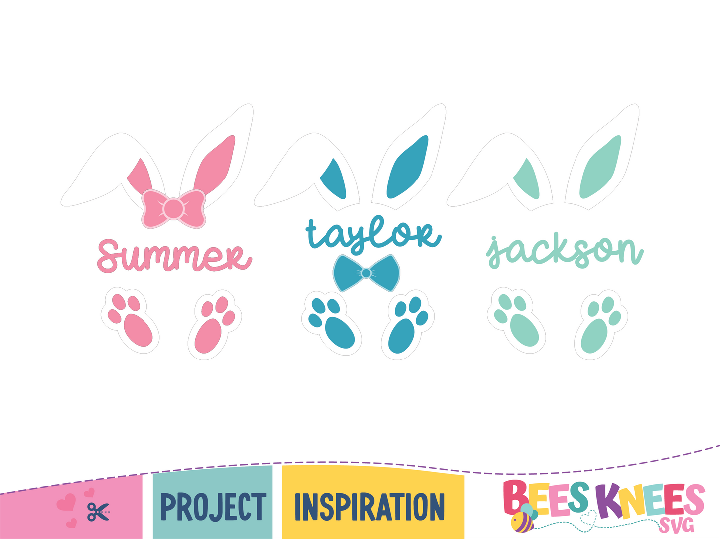 Personalized Bunny Ears and Feet SVG Cut File