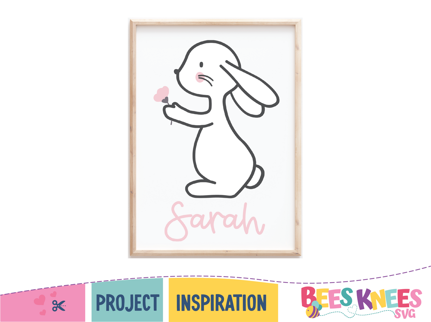 Sweet Bunny Holding Flower SVG Cut File