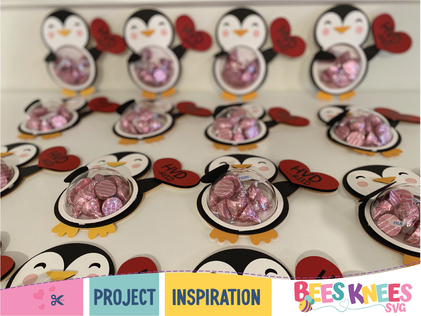 Penguin with Heart Dome Candy Holder SVG File