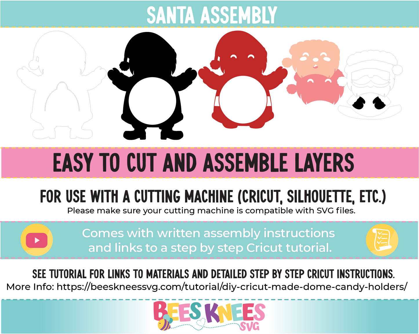 Santa Dome Candy Holder SVG File