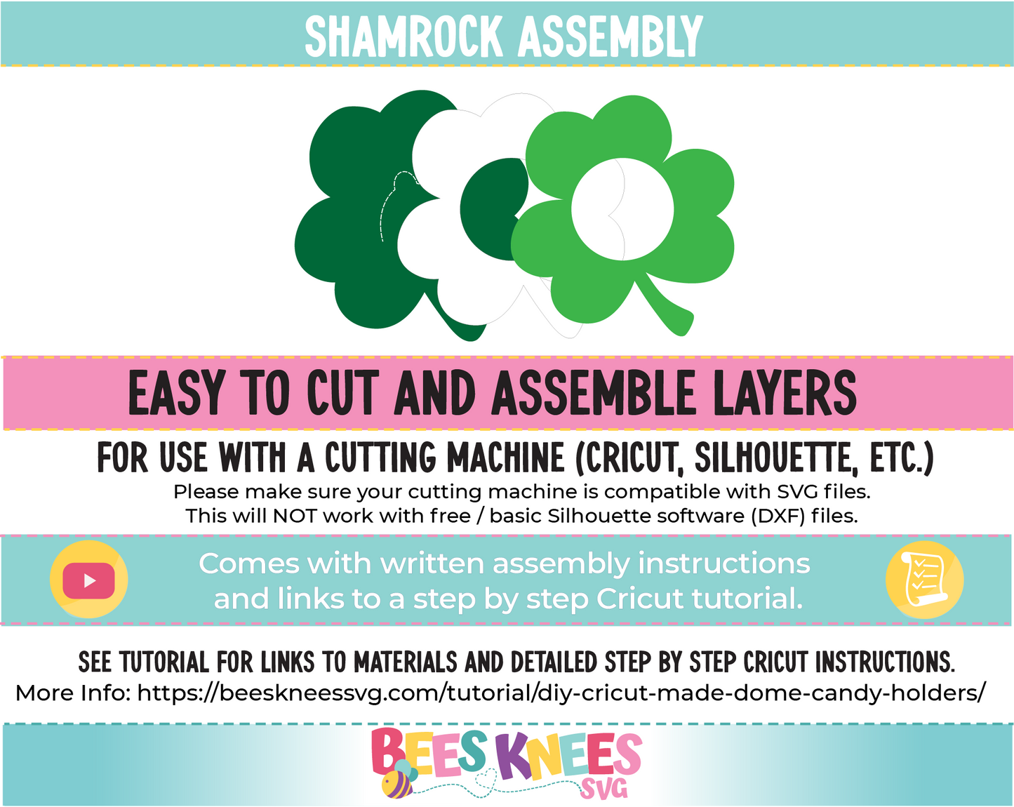Shamrock St. Patrick's Day Dome Candy Holder SVG File