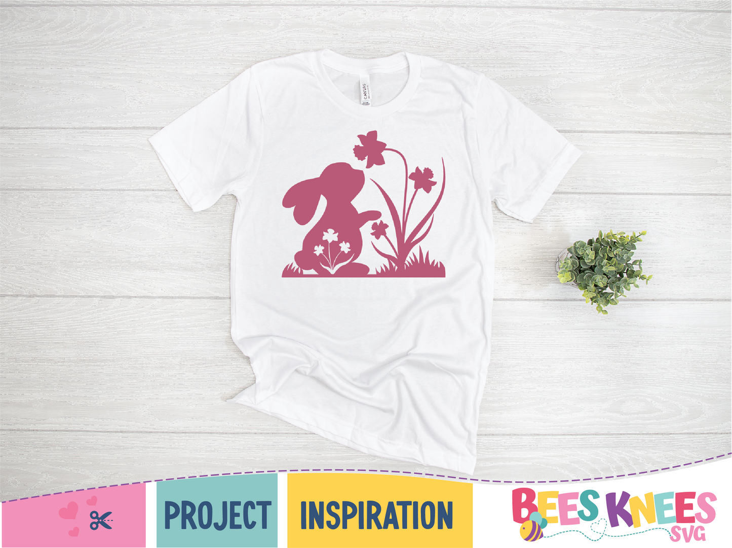 Bunny Silhouette Floral Cut Out SVG Cut File