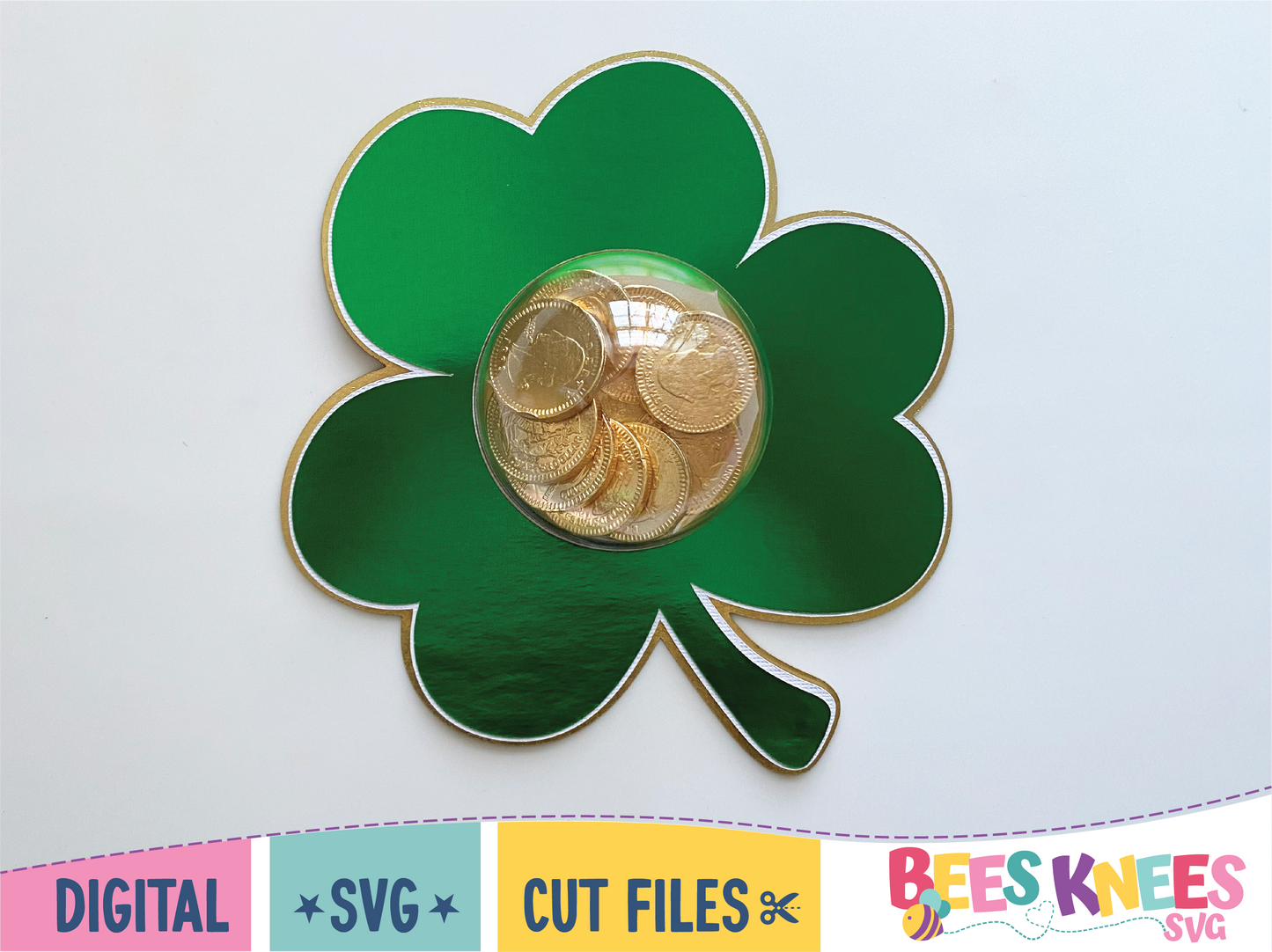 St. Patrick's Day Shamrock Candy Holder DIY from cardstock. Digital Download SVG Cut File for Cricut or Silhouette.