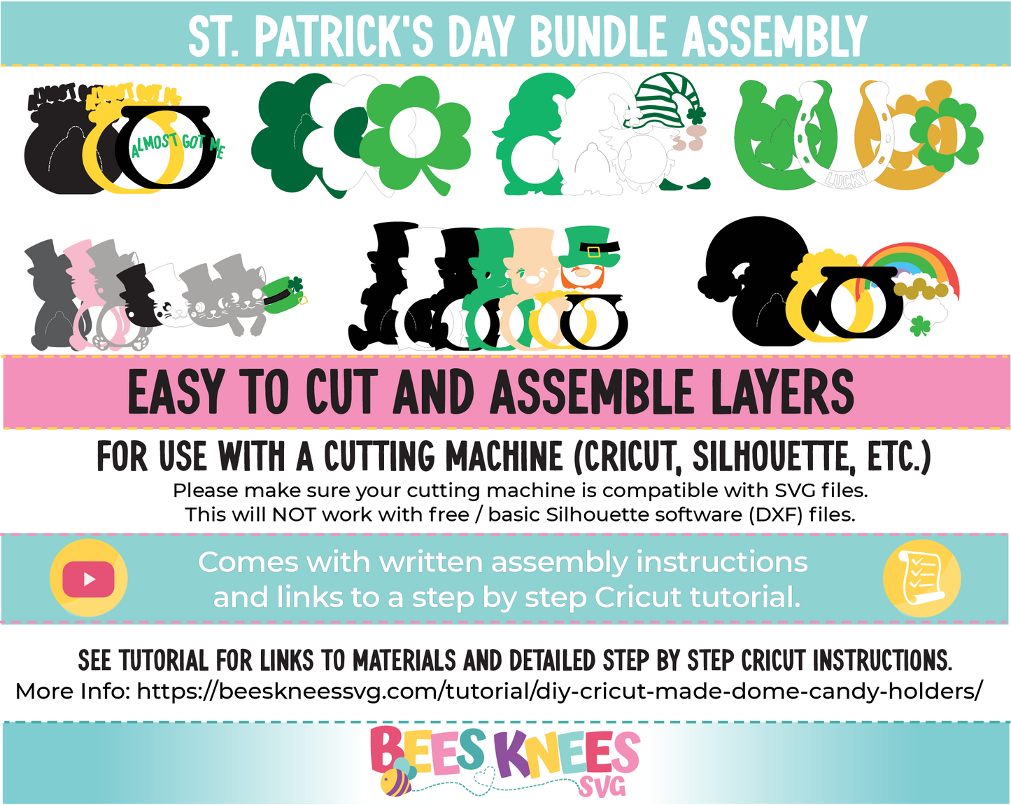 St. Patrick's Day Bundle Dome Candy Holder SVG Templates