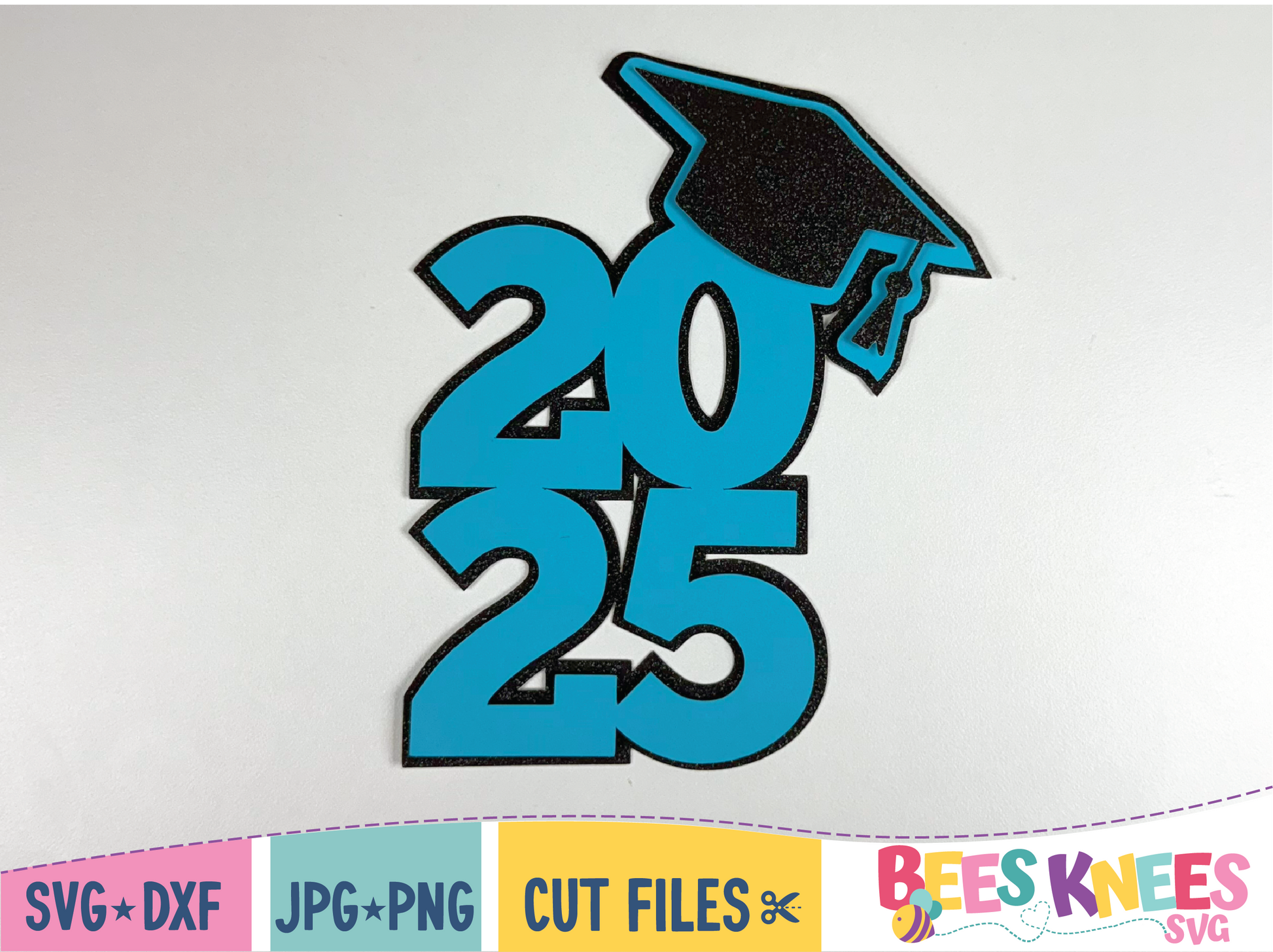 2025 with graduation cap SVG cut out of cardstock