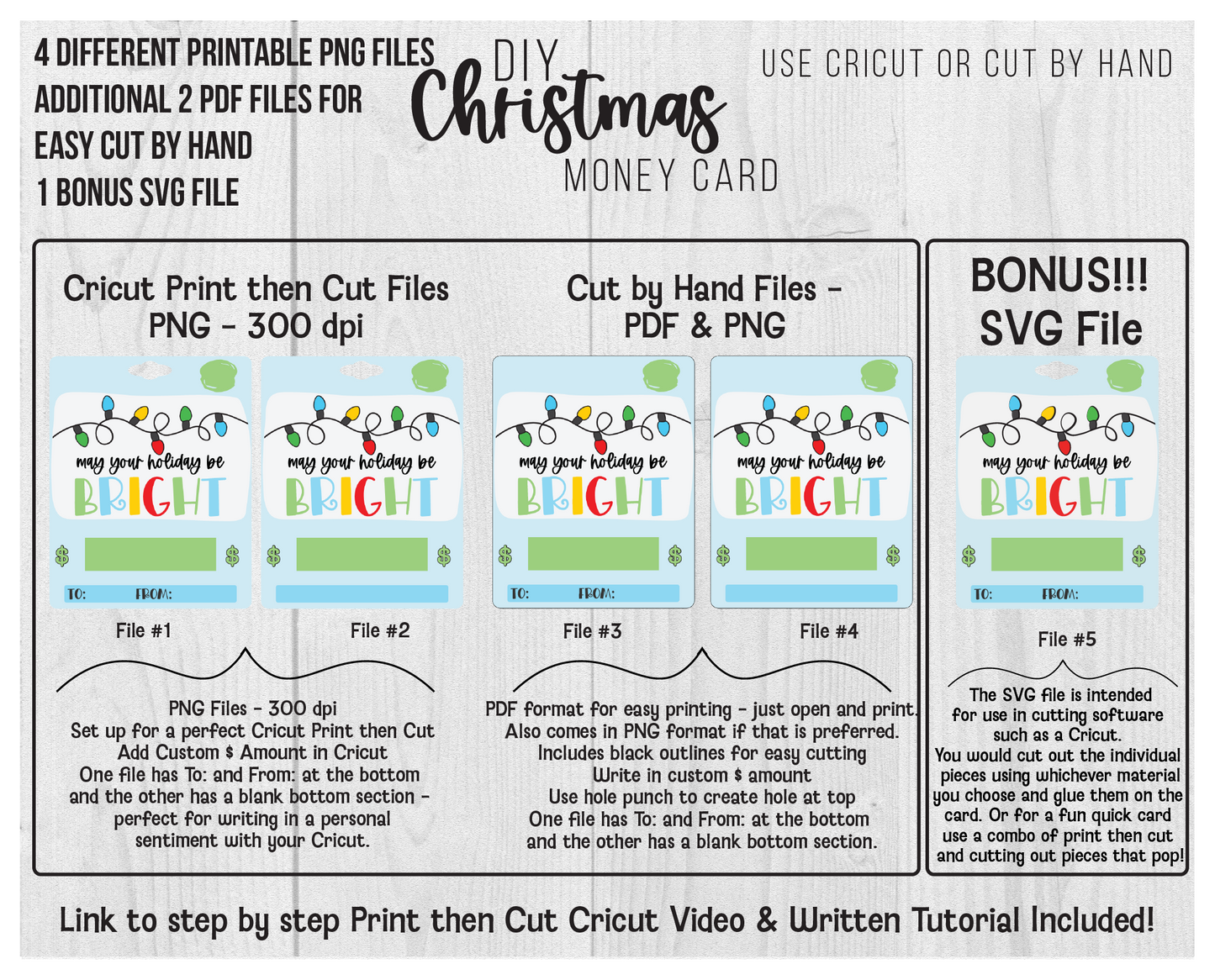 Printable Christmas Lip Balm Money Card Template Merry and Bright