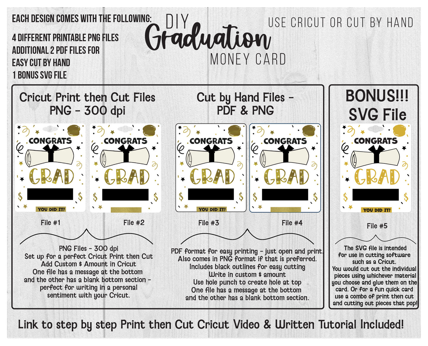 Printable Graduation Lip Balm Money Holder Card Template Bundle