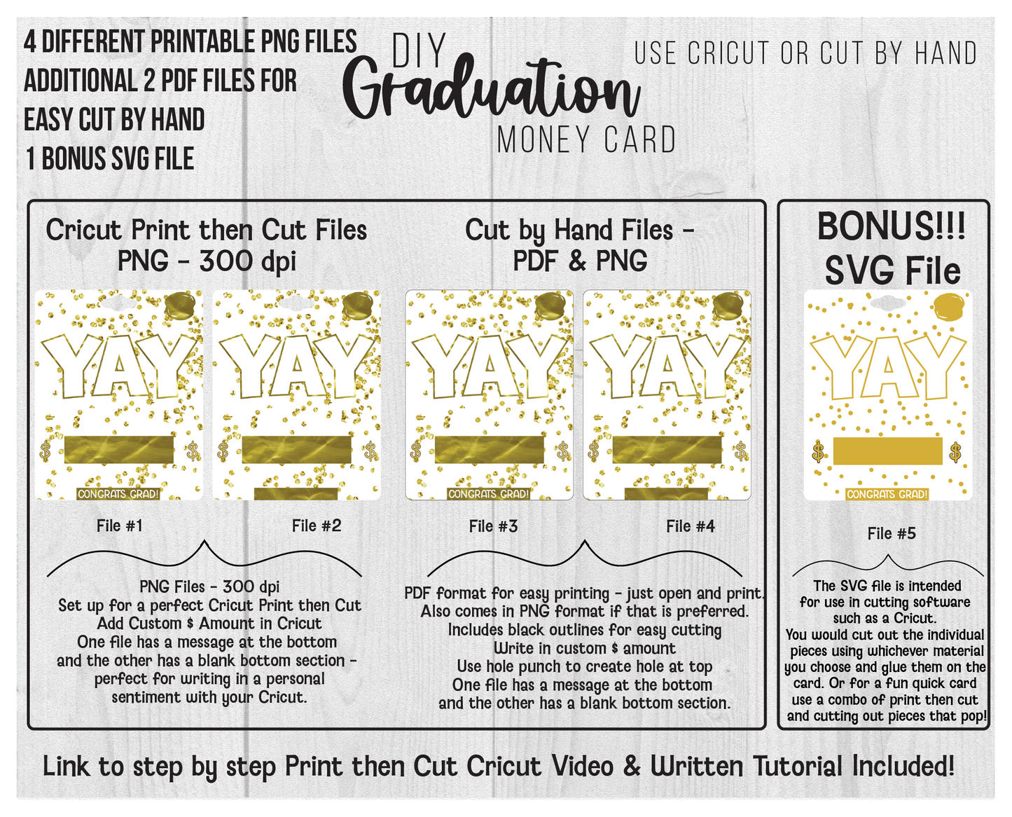 Printable Graduation Yay Lip Balm Money Card Template