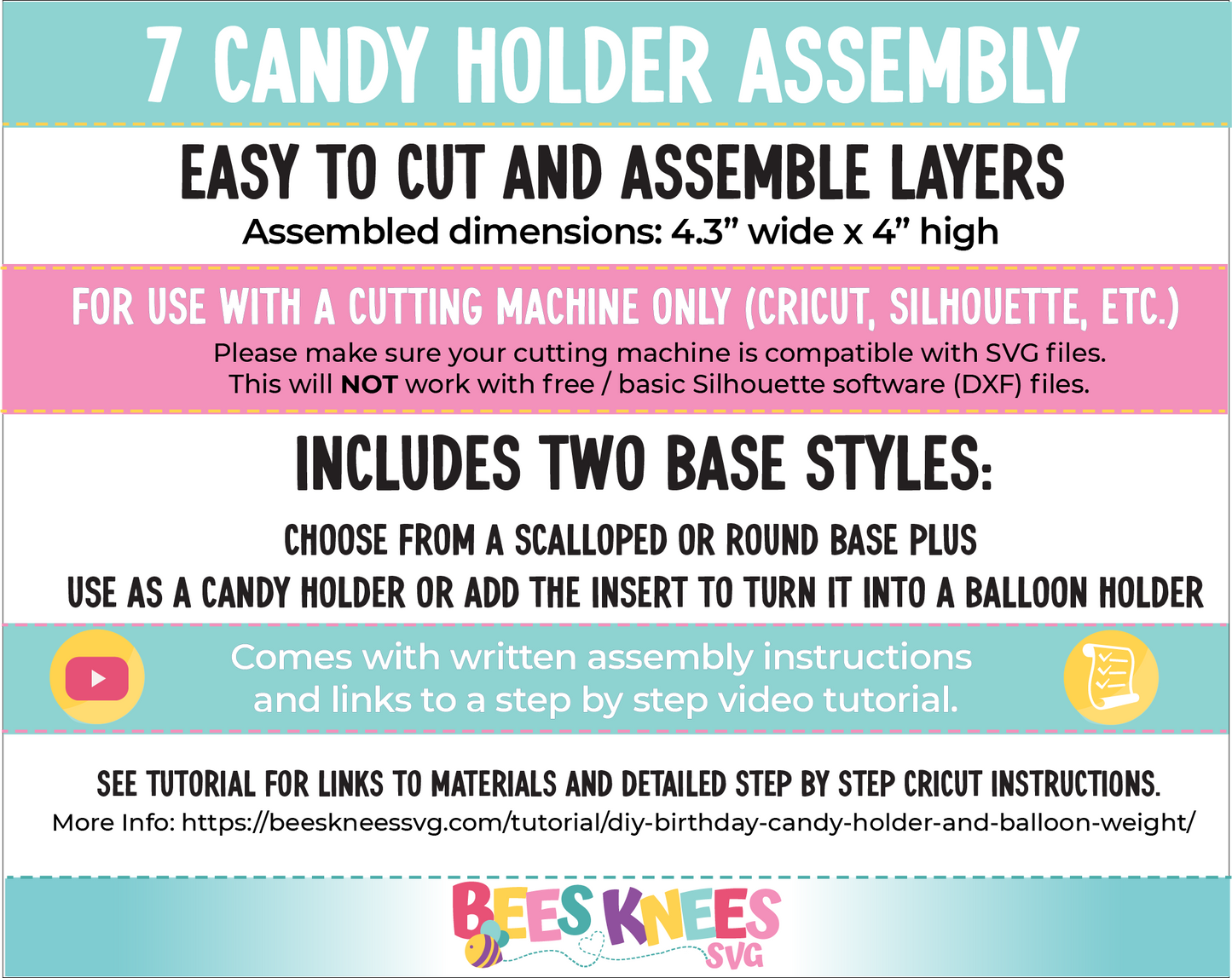 7th Birthday Dome Candy Holder Balloon Weight SVG Digital File