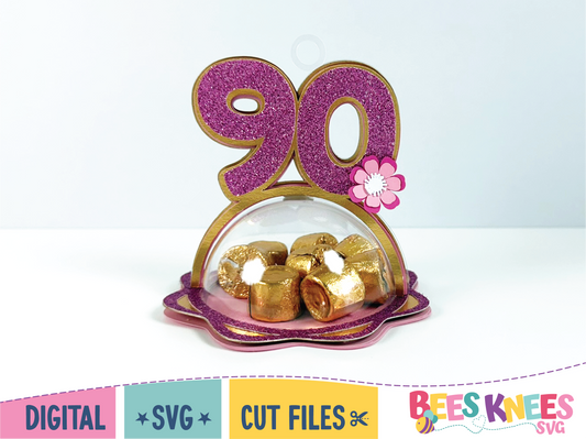 90th Birthday Dome Candy Holder Balloon Weight SVG Digital File