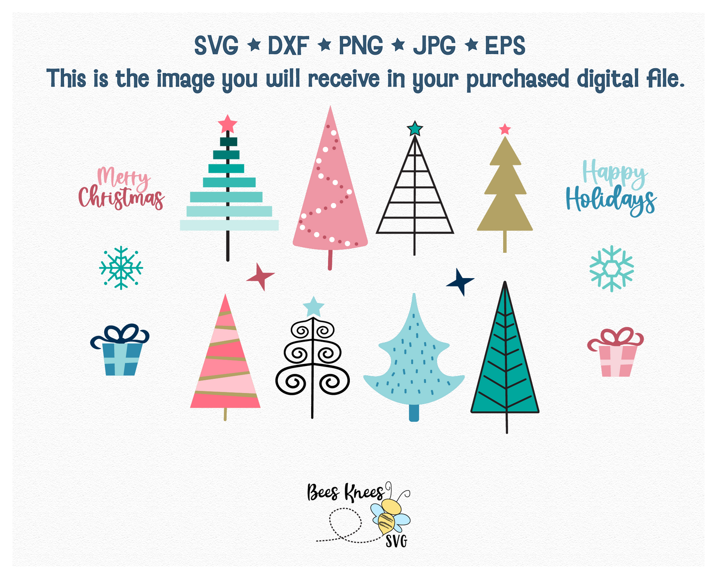 Modern Christmas Tree Bundle SVG File