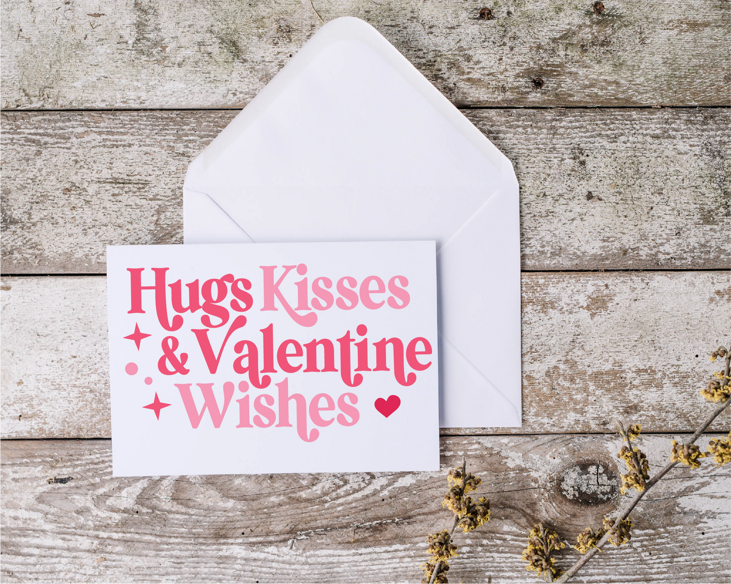 Hugs Kisses and Valentines Wishes Retro Modern SVG Cut File Digital Download