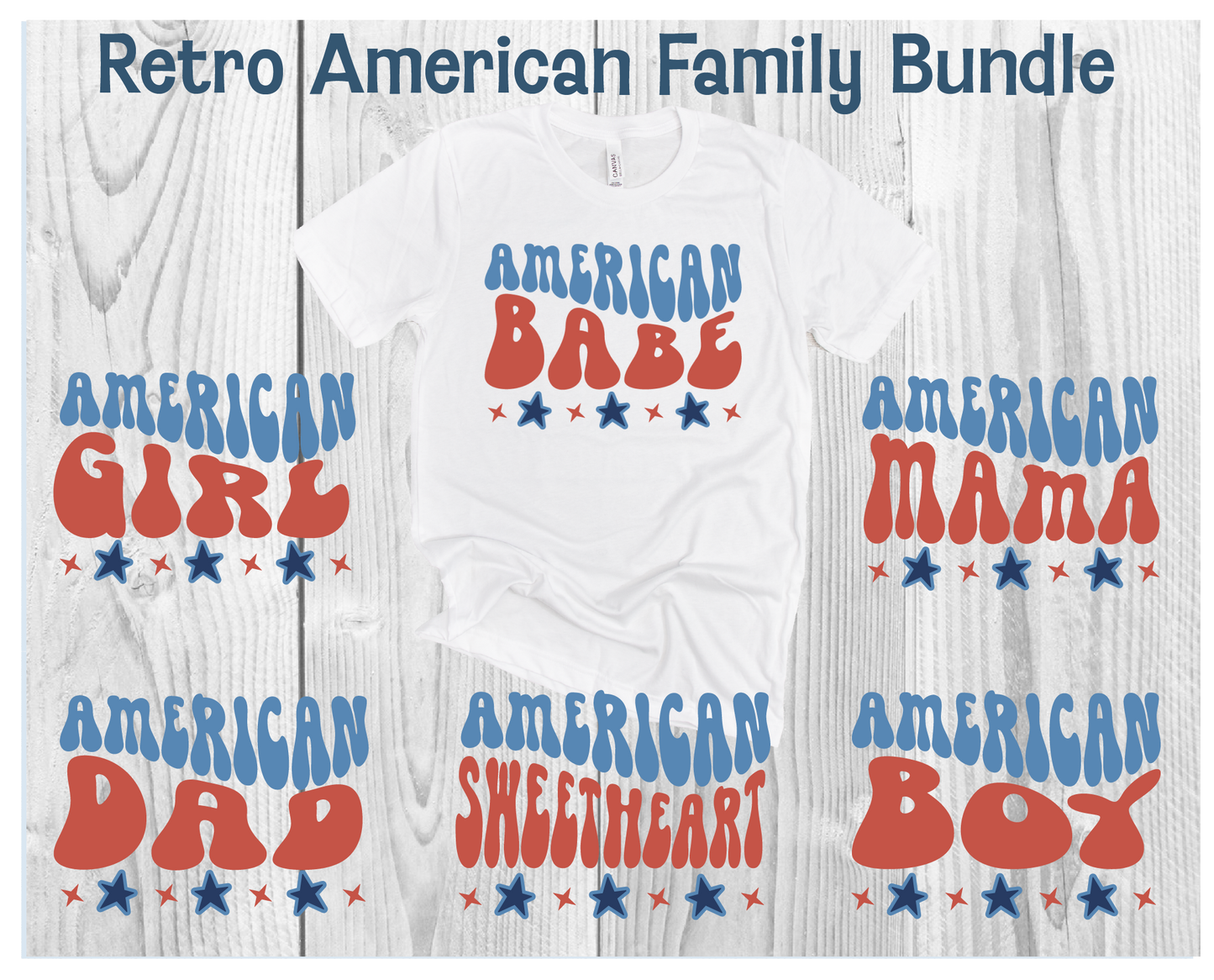 Retro American Family Bundle 4th of July SVG Cut File