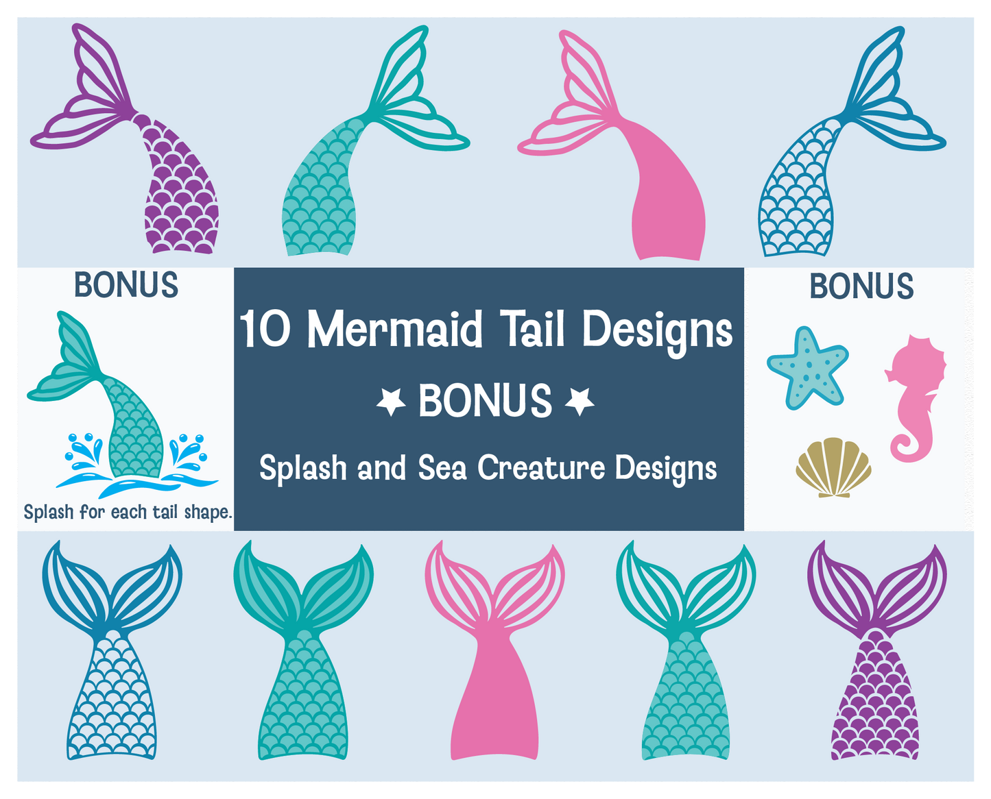 Mermaid Tails SVG Cut File Bundle