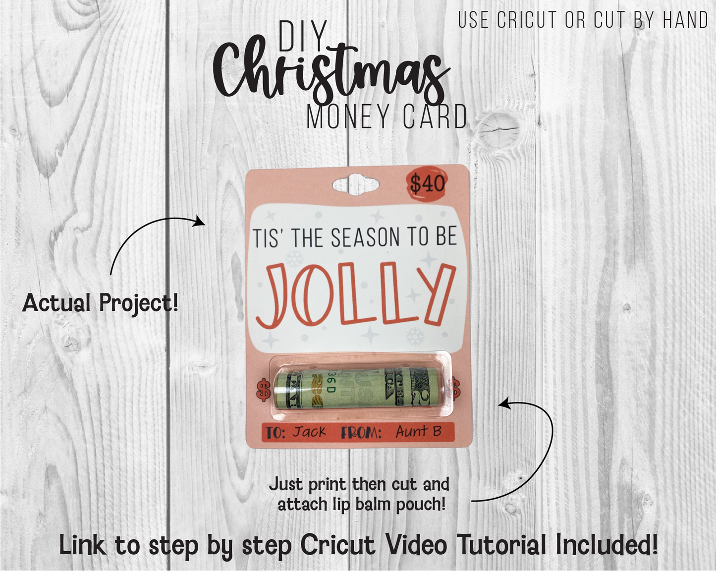 Printable Jolly Christmas Lip Balm Money Card Template