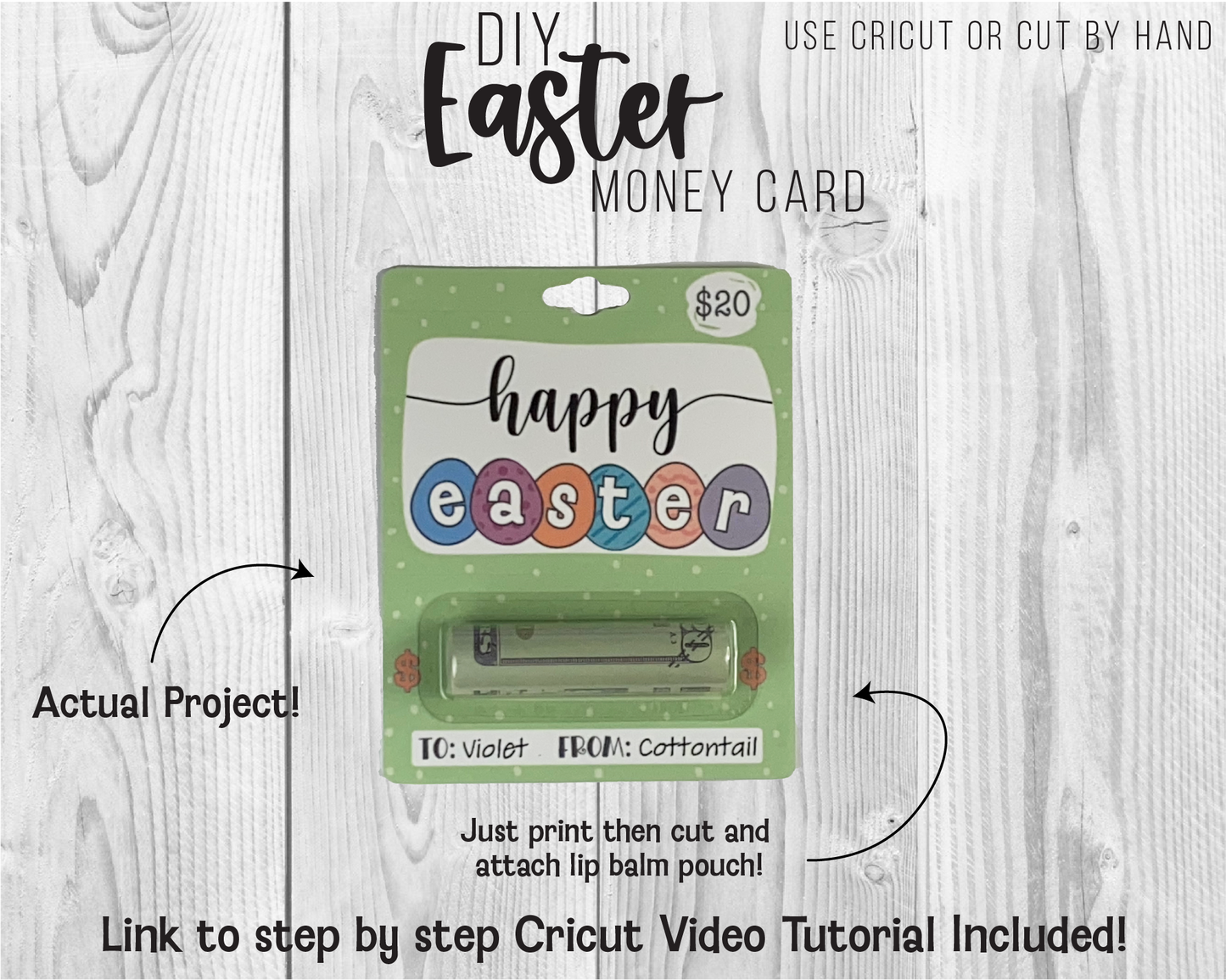 Printable Happy Easter Lip Balm Money Card Template