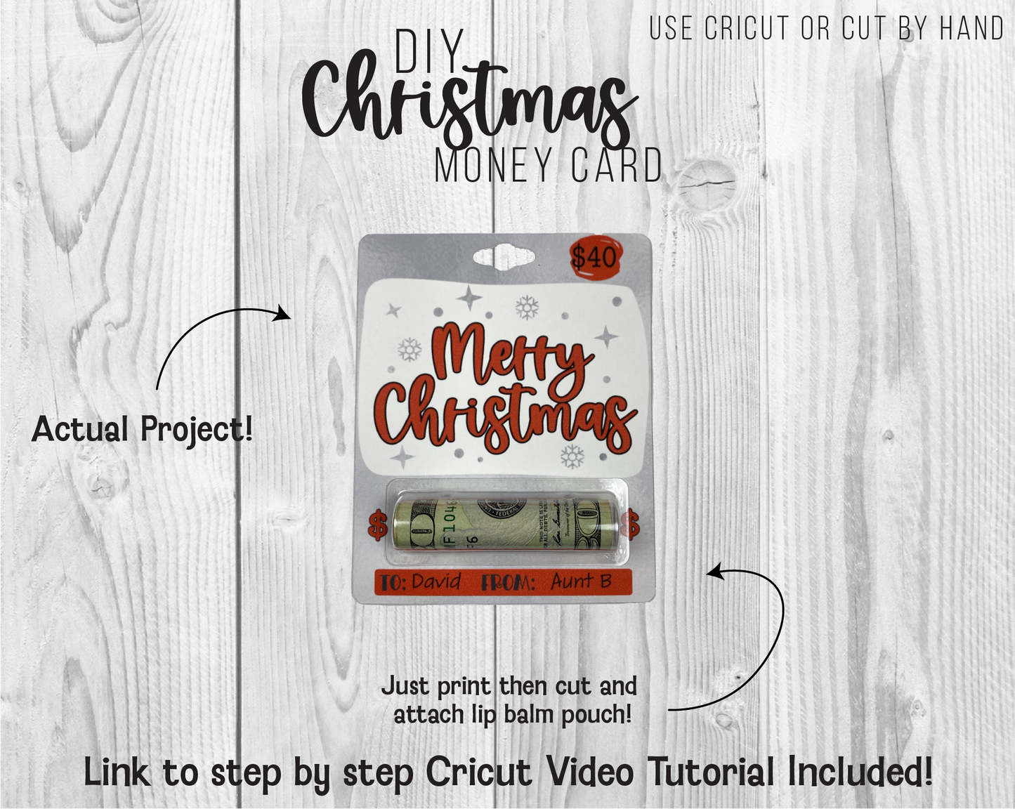 Printable Christmas  Merry Christmas Lip Balm Money Card Template