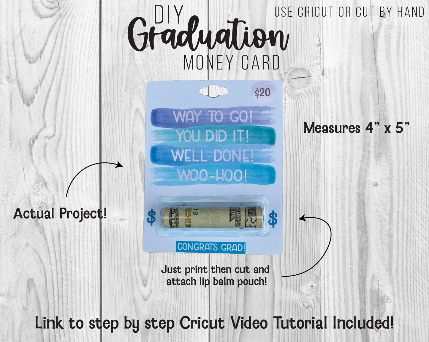 Printable Graduation Way to Go Lip Balm Money Card Template