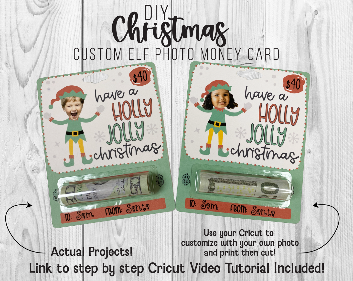 DIY Custom Printable Photo Elf Money Card SVG