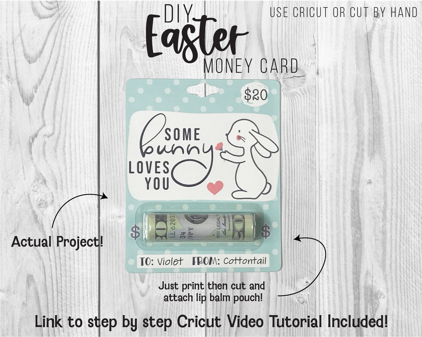 Printable Easter Some Bunny Loves You Lip Balm Money Card Template