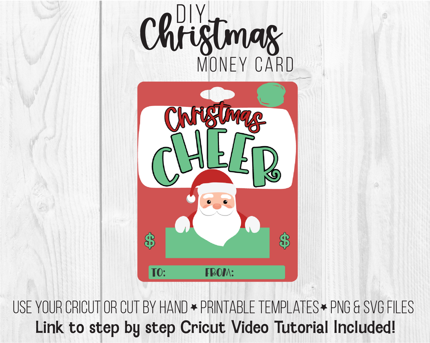 Printable Christmas Peaking Santa Lip Balm Money Card Template