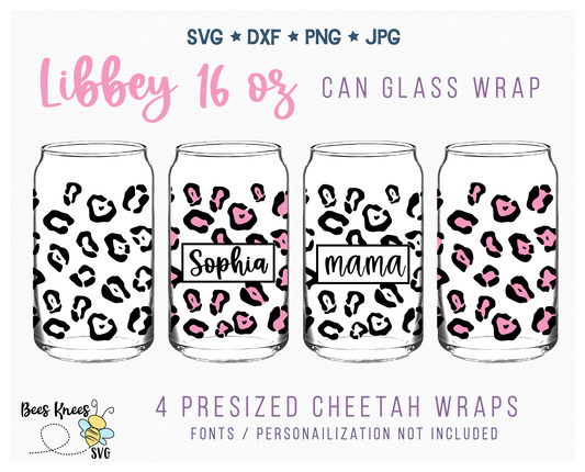 Cheetah Libbey 16 oz Glass Wrap Svg