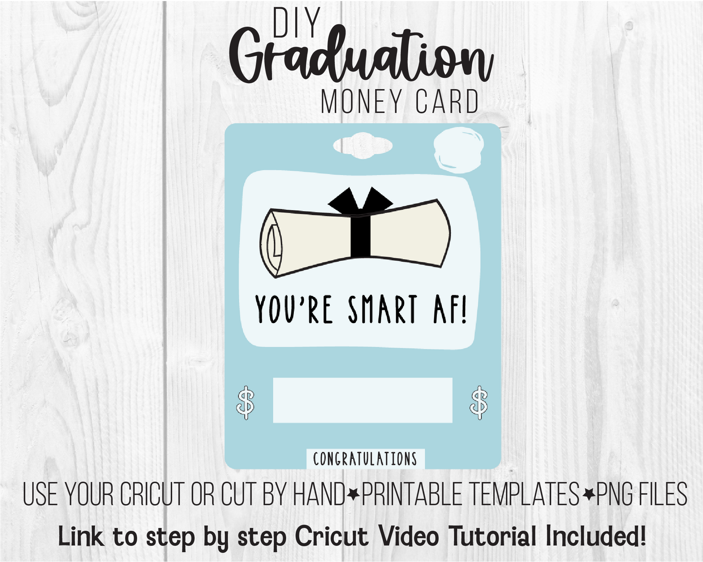 Printable Funny Graduation Smart AF Lip Balm Money Card Template