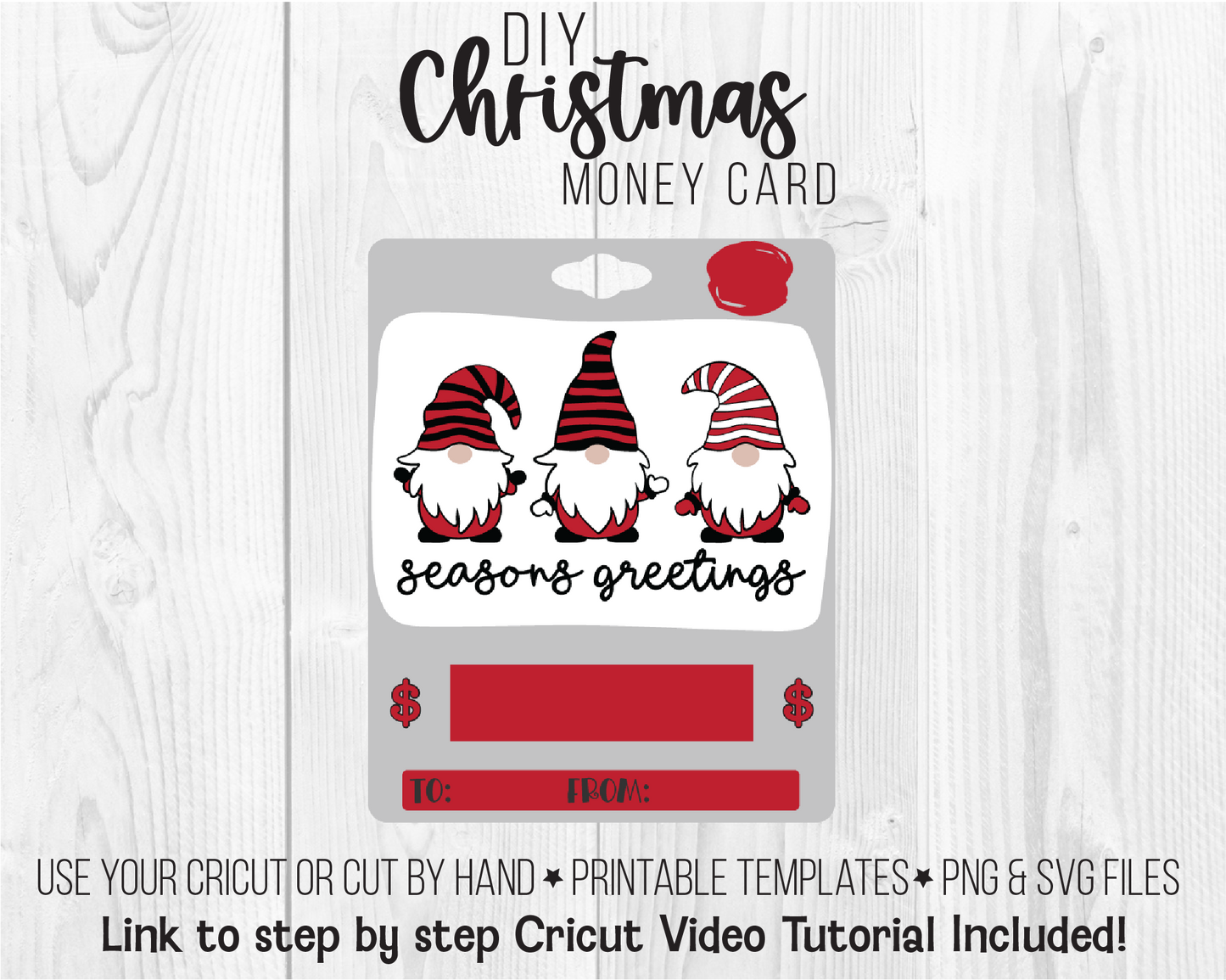 Printable Holiday Lip Balm Money Card Template Bundle