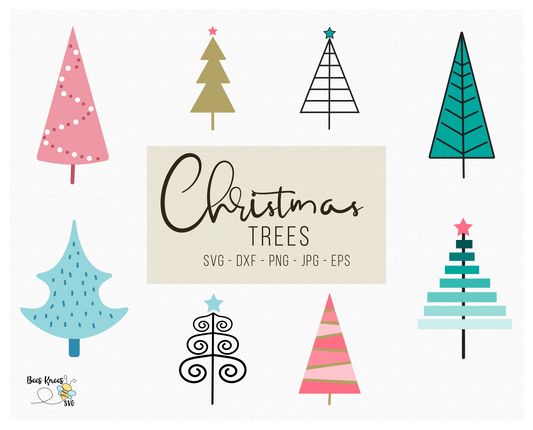 Modern Christmas Tree Bundle SVG File