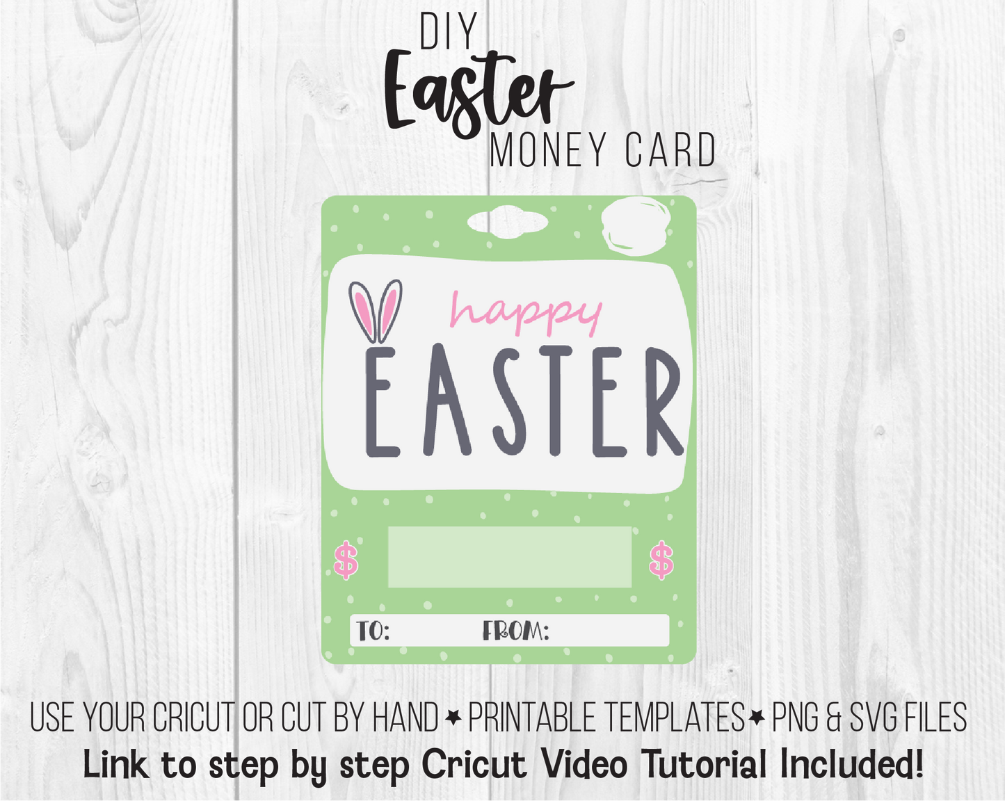 Printable Happy Easter Bunny Ears Lip Balm Money Card Template