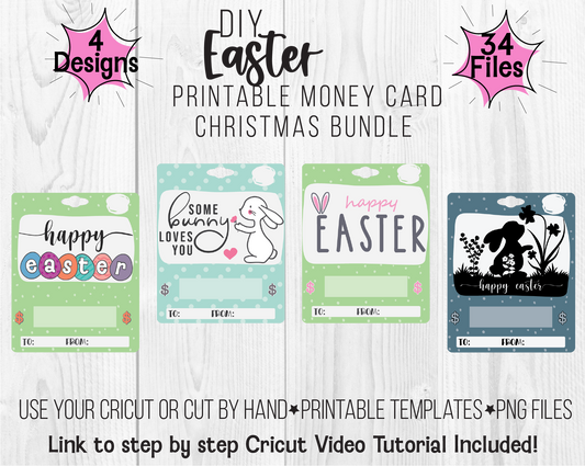 Printable Easter Lip Balm Money Holder Card Template Bundle