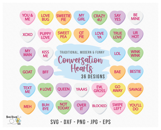 Conversation Hearts SVG PNG File