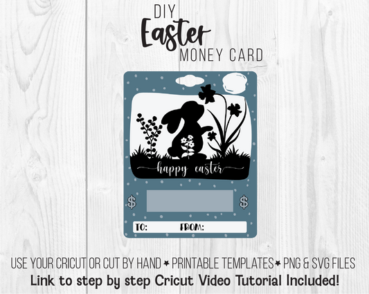 Printable Happy Easter Bunny Silhouette Lip Balm Money Card Template