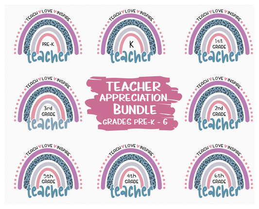 Teach Love Inspire Rainbow Bundle SVG Cut File Digital Download